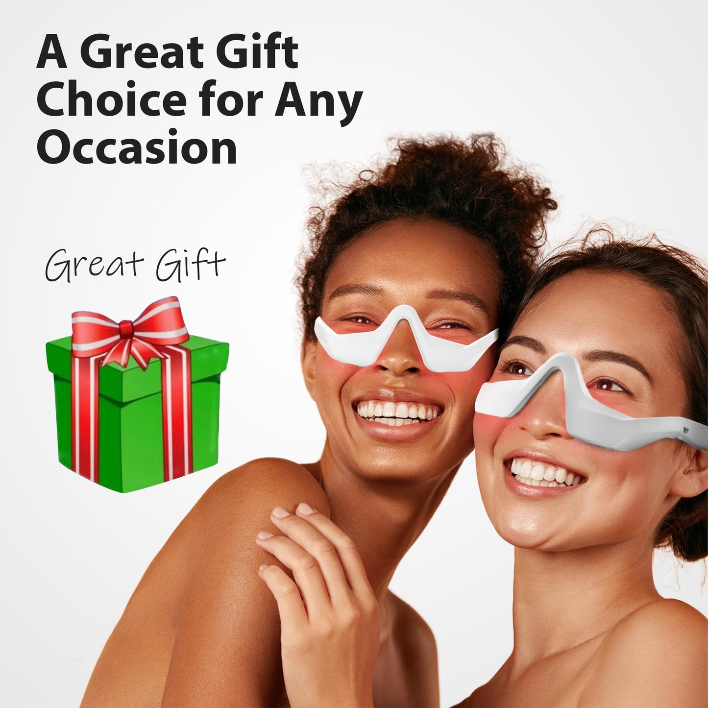 Under Eyes Red Light Therapy Glasses, Microcurrent Eye Face Massager Red Light Beauty Device with 4 Modes, Relieve Dark Circle,