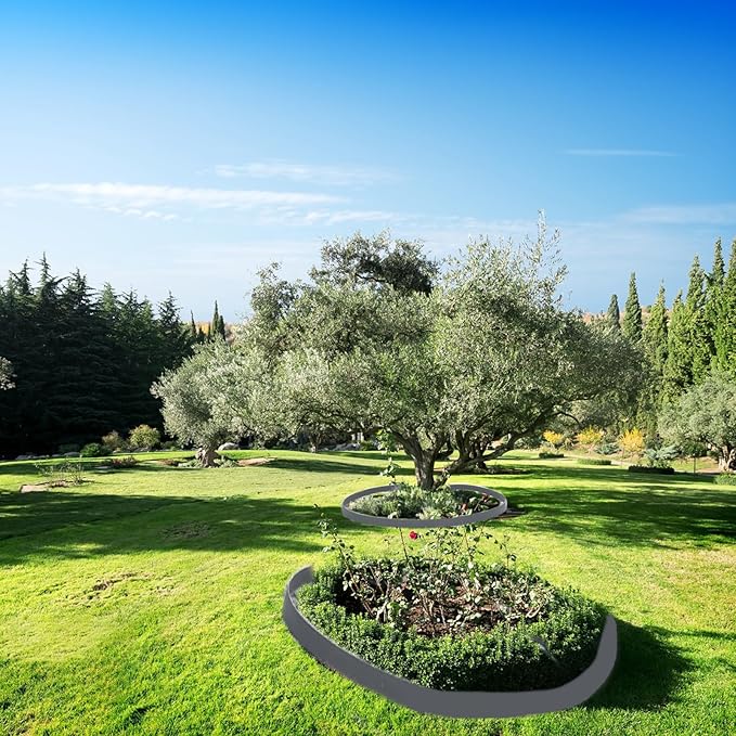 33FT Landscape Edging, 4in Tall Garden Edging Border with 50pcs Stakes Straight Top Edging for Yard Garden DIY Flower Beds Sidewalks Paver Edging, Grey