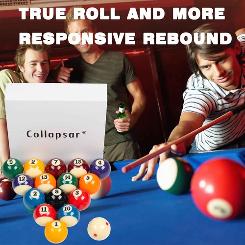 Collapsar Deluxe 2-1/4" Billiard Pool Balls Marble-Swirl Style Billiards Ball Complete 16 Ball Set (Several Style Available) (PRO Premium)