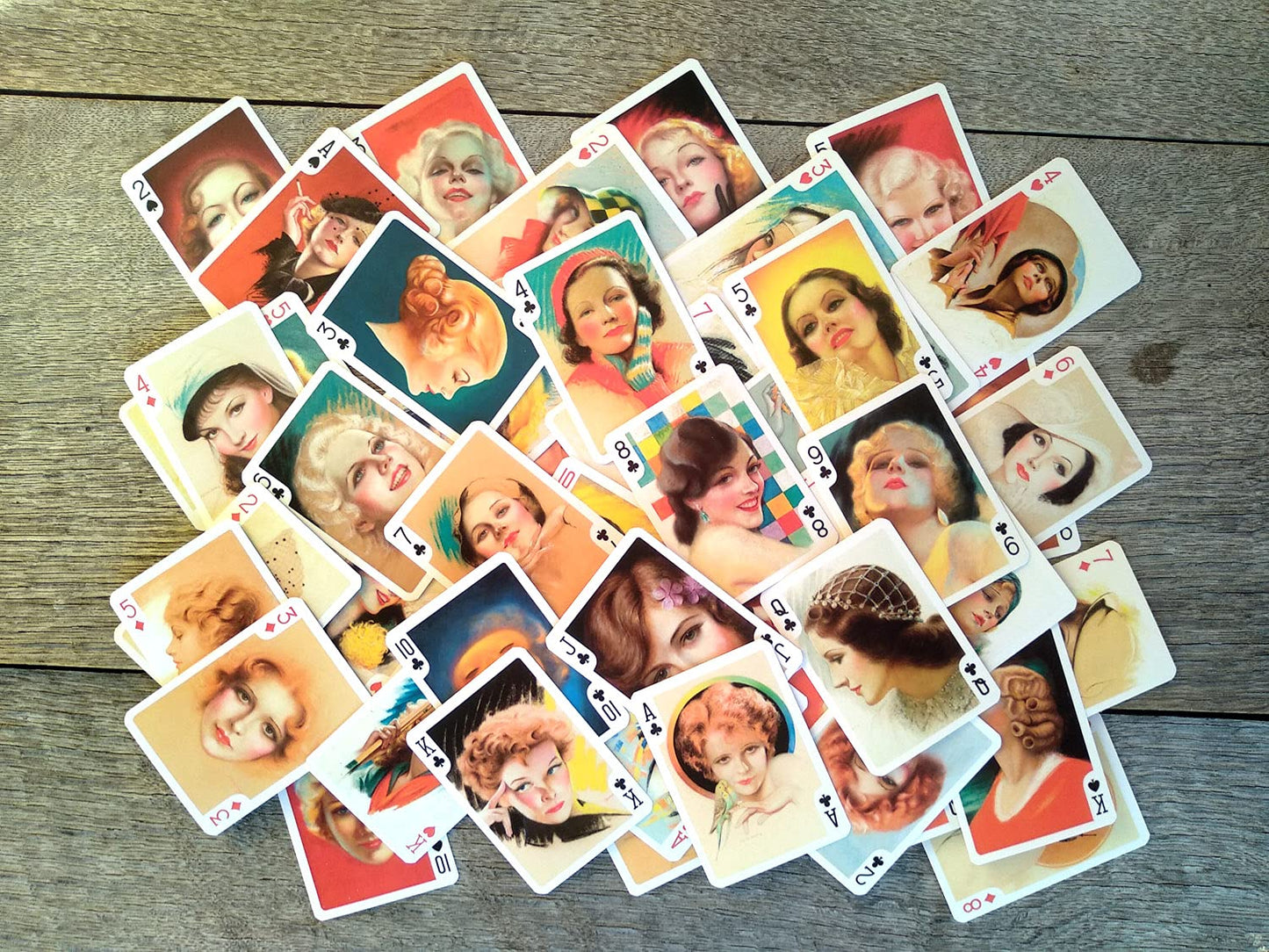 FLONZGIFT Lady of Belle Epoque Playing Cards (Poker Deck 54 Cards All Different) Vintage Retro Woman Portraits by Charles Gates Sheldon