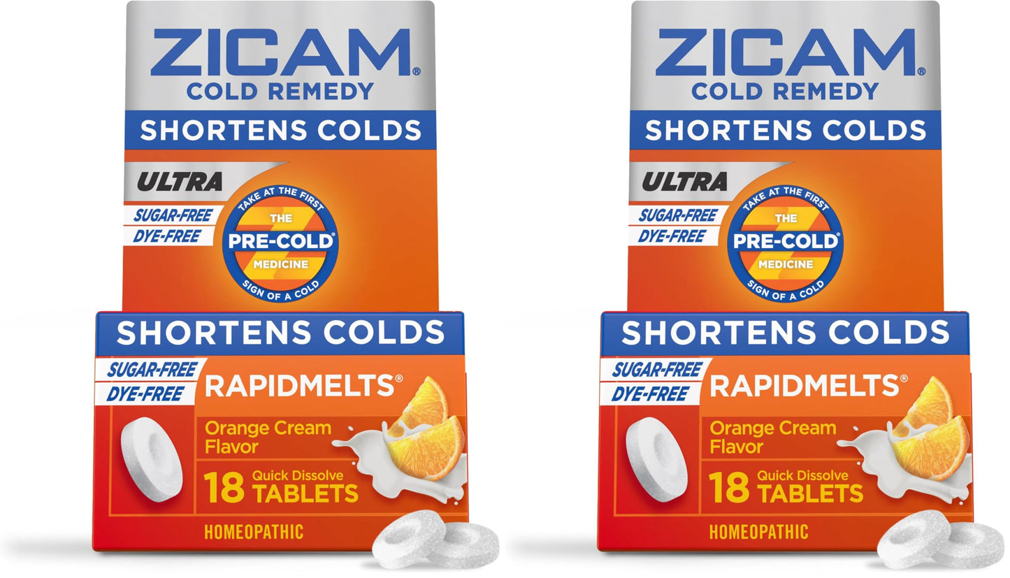 Zicam Cold Remedy Zinc Rapidmelts | Orange Cream Flavor | Shortens Cold Duration | Sugar-Free | Homeopathic