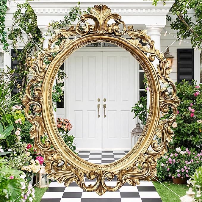 Tea Party Decoration Photography Backdrop Gold Mirror Themed Photo Booth Props Hanging Banner Background for Baby Shower B...