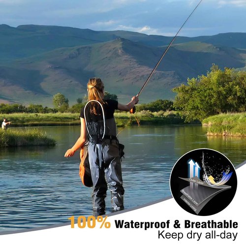 Goture Breathable Stockingfoot Fishing Chest Wader, 100% Waterproof Fishing Chest Wader for Men Women, Ultra Lightweight Comfort Stockingfoot Hunting Waders M