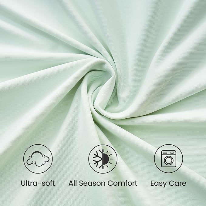 Cozy Bliss Premium Cooling Sheet Set Queen Size, Q-Max>0.4, 3PCS No Flat Sheet with 2 Pillowcases, Breathable Fitted Sheet for Hot Sleepers & Night Sweats, Deep Pocket Up to 18 Inches, Mint Green