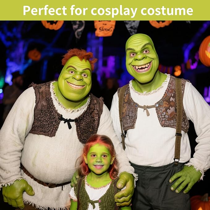 Ogre Green Face Paint with Setting Powder and sponge,1.01 Oz Water Based Green Body Paint,Halloween Face Painting Kit SFX Makeup Cosplay Monster Witch Elphaba Costume for Adults & Kids