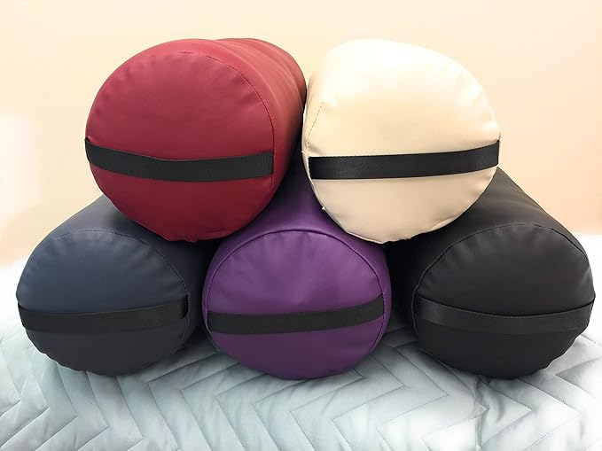 Fluffy Massage Bolster Pillow by NRG - 8"W x 26"L Full Round Massage/Spa Table Bolster with Carrying Strap - Supports Neck, Knees or Ankles - PVC Free Vinyl Upholstery - CFC Free Foam - Color: Purple