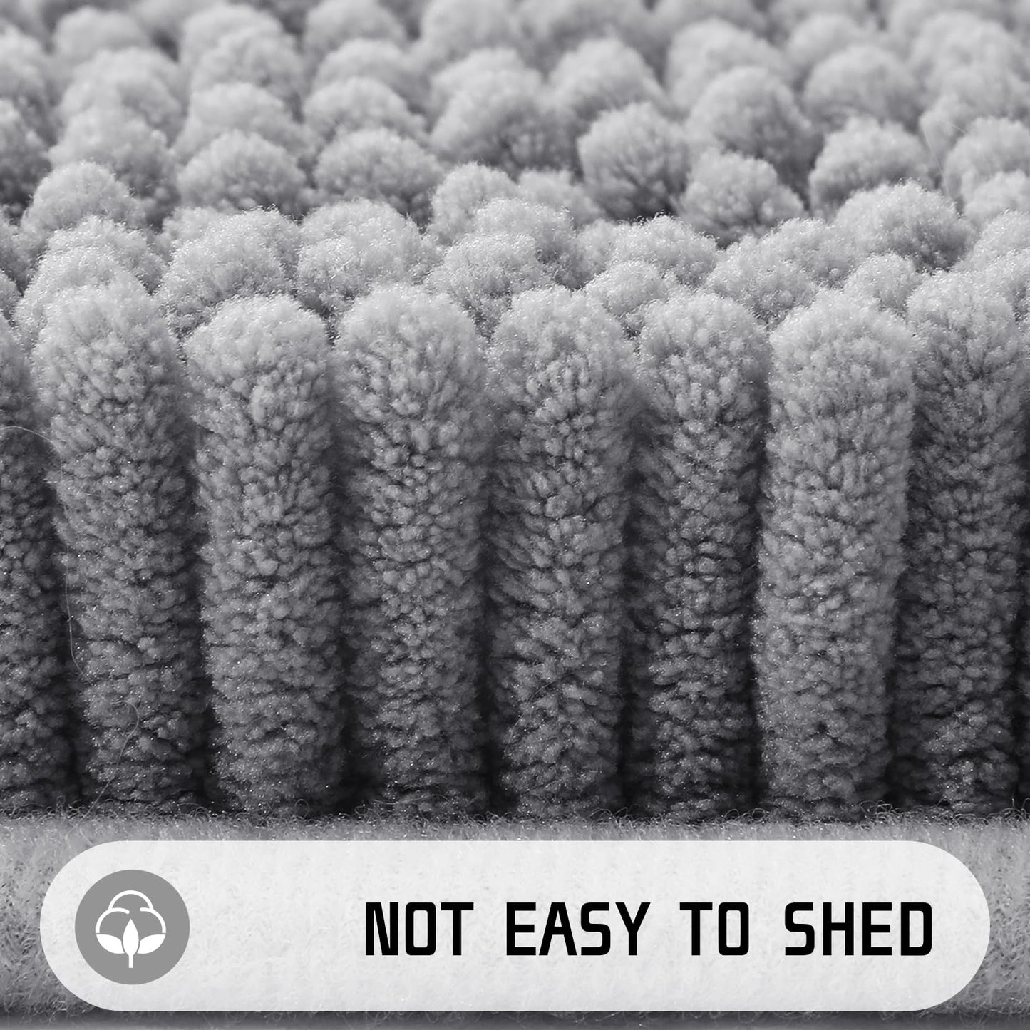 Yimobra Chenille Bathroom Rugs - 24"x17" Super Luxury Soft & Absorbent Quick Dry - Non Slip Bath Mat for Tub Shower - Machine Washable - Gray