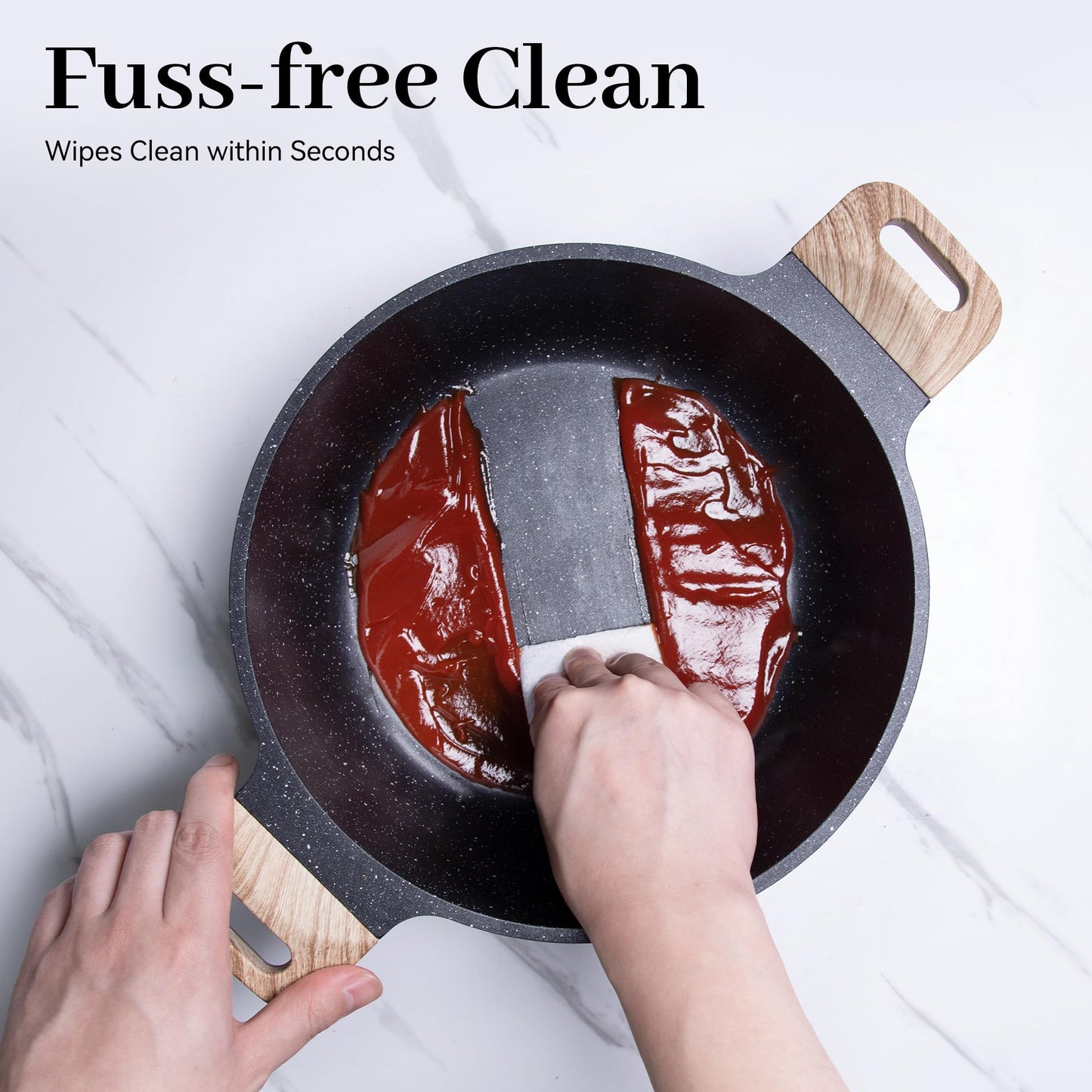 Cuisinluv Pots and Pans Set Non Stick, 17Pcs Kitchen Cookware Sets, Granite Stone Induction Cookware Non Stick Cooking Set w/Frying Pans, Saucepans, Sauté Pan (PFOA Free), Black