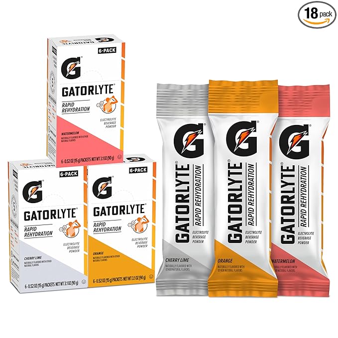 Gatorlyte Rapid Rehydration Electrolyte Beverage, Variety Pack, Lower Sugar, Specialized Blend of 5 Electrolytes, No Artif...