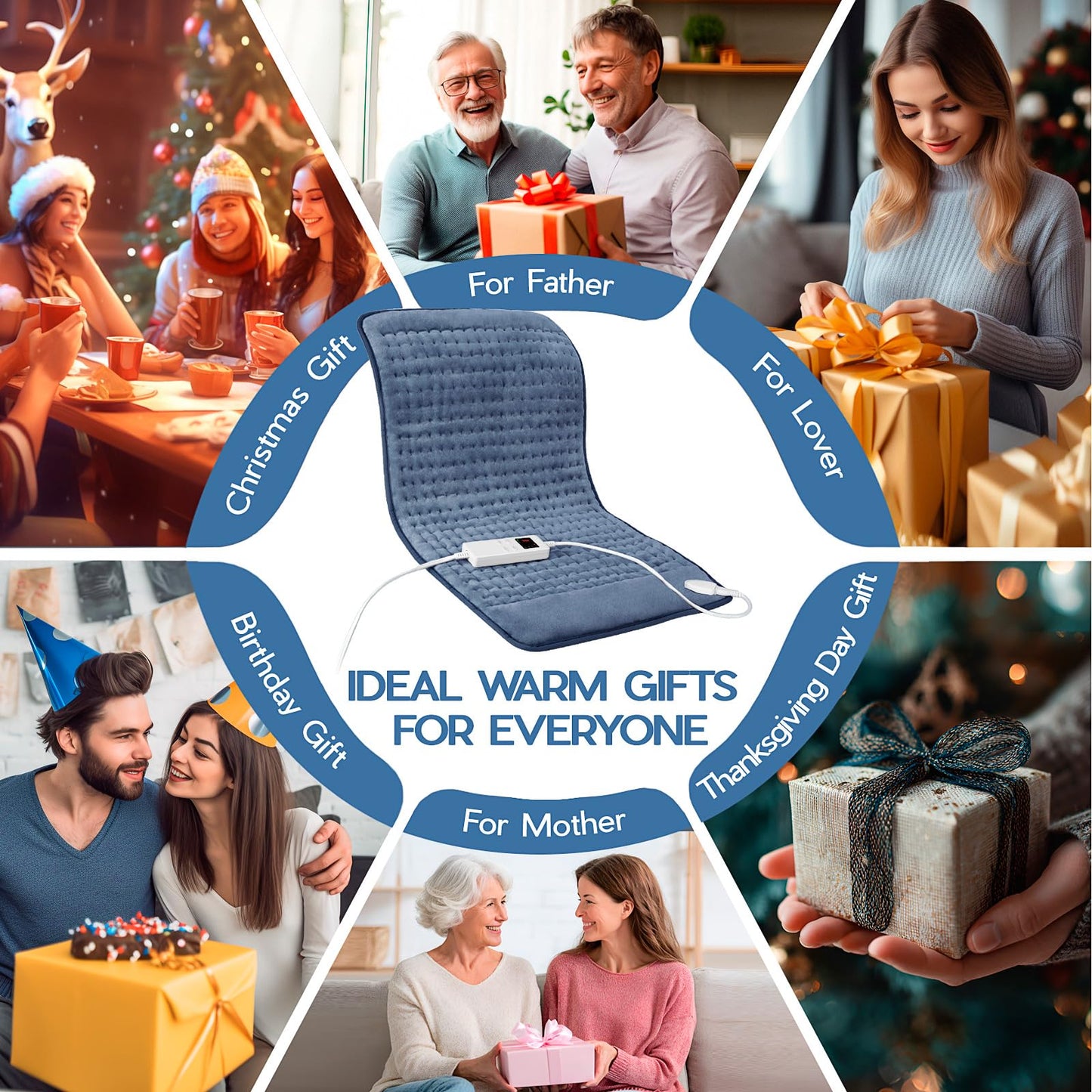 Large Heating Pad for Back Pain Relief, Electric Heating Pad for Neck and Shoulders, Auto Shut Off, Fast Heat, Christmas Gifts for Women Men, Birthday Gifts for Mom Dad (17'' x 33)