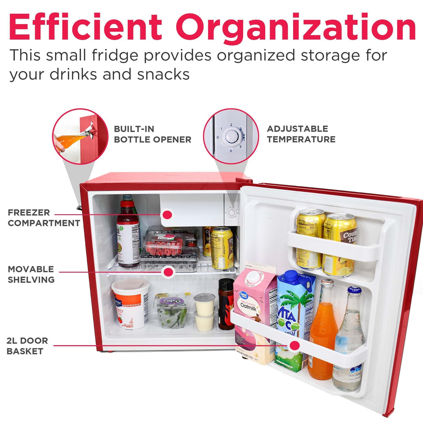 Frigidaire EFR176-RED 1.6 cu. ft. Retro Bar Fridge with Side Bottle Opener, Red