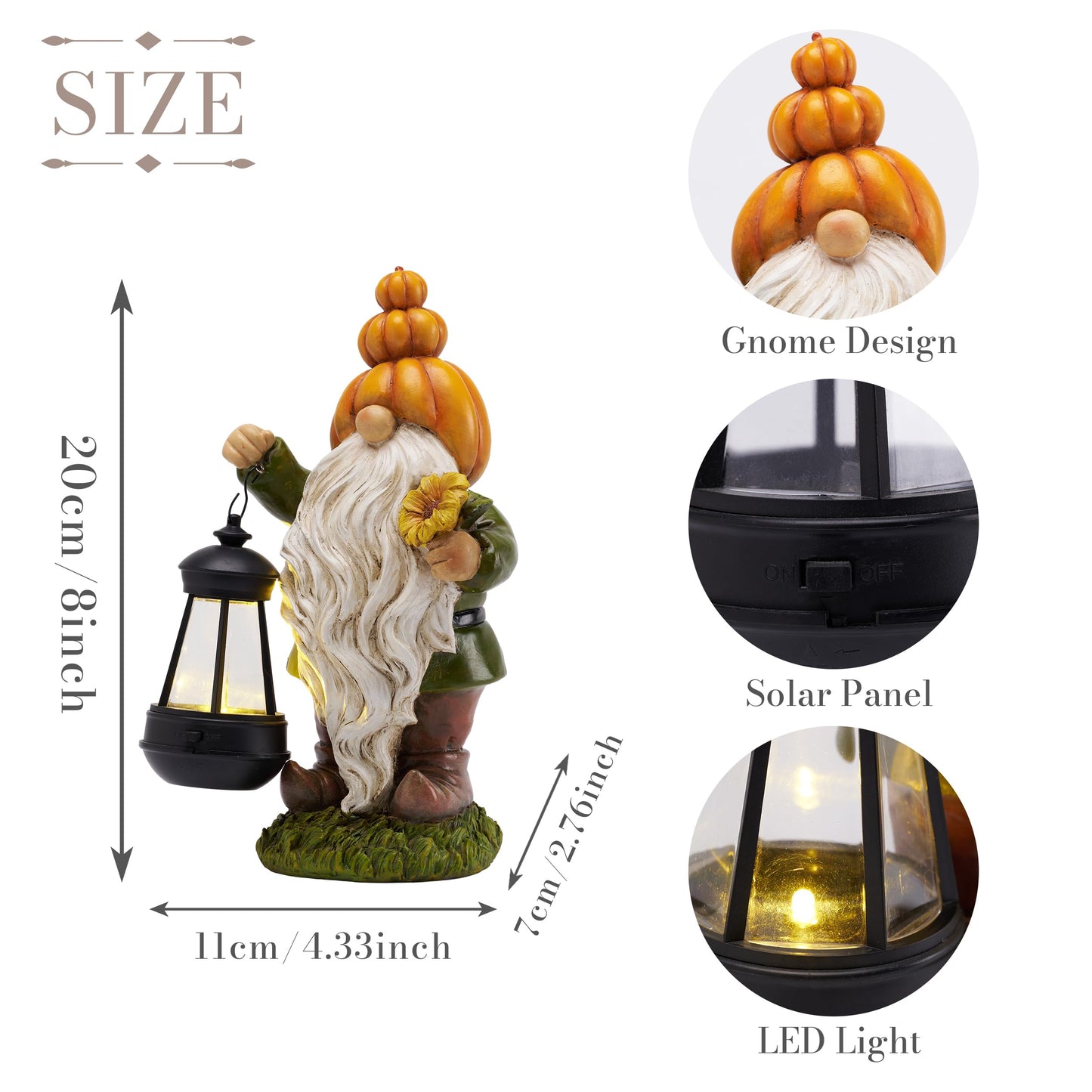 TERESA'S COLLECTIONS Fall Decor, Pumpkin Gnomes Decoration, Autumn Gnome Holding Lantern with Solar Lights, Waterproof Fall Gnomes Resin Outdoor Fall Decor, Fall Gift Outdoor/Indoor