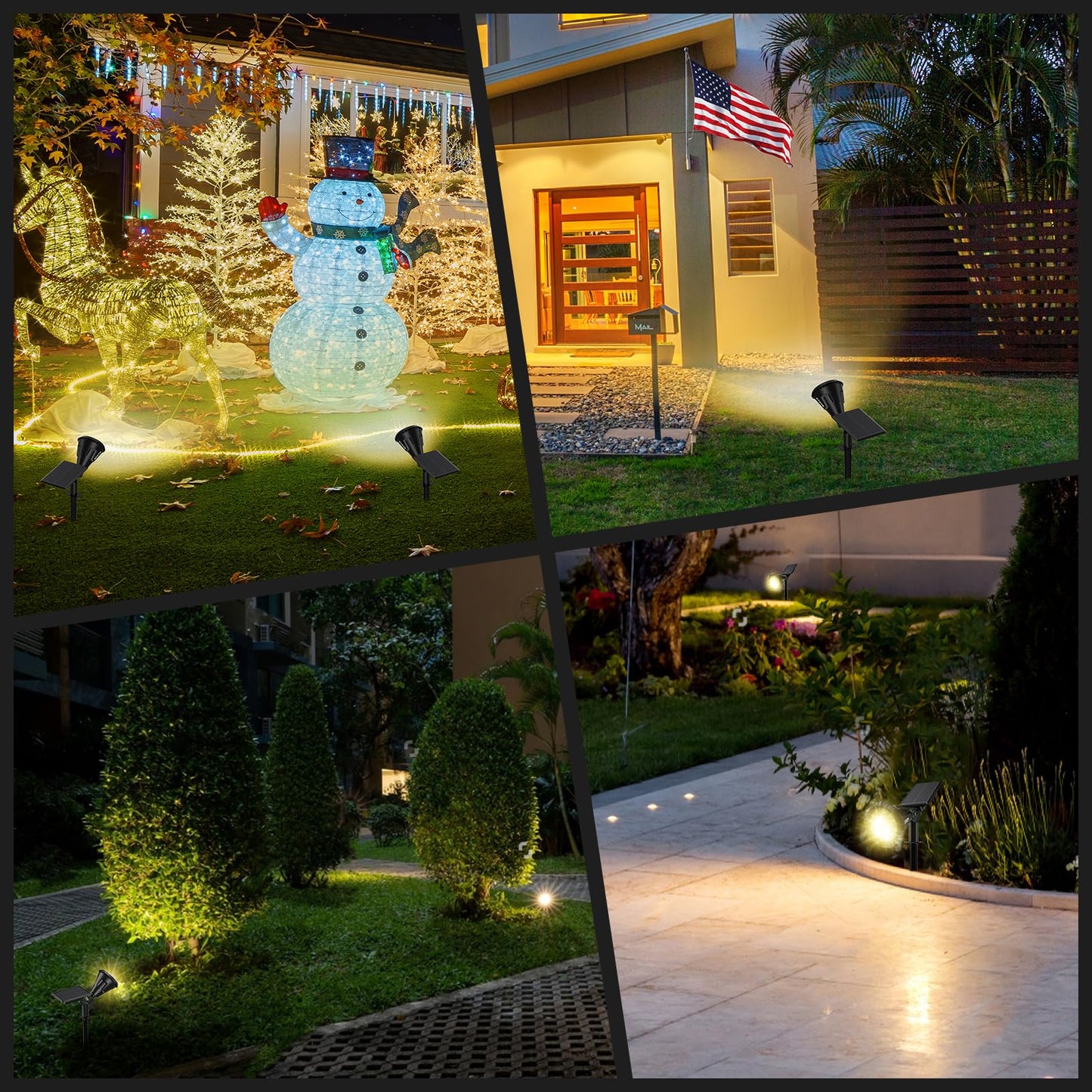 XTGTP Solar Spot Lights - 21 LED Brightness, IP67 Waterproof, 2-in-1 Adjustable Solar Power Outdoor Lights for Fence, Warm White (6 Pack)