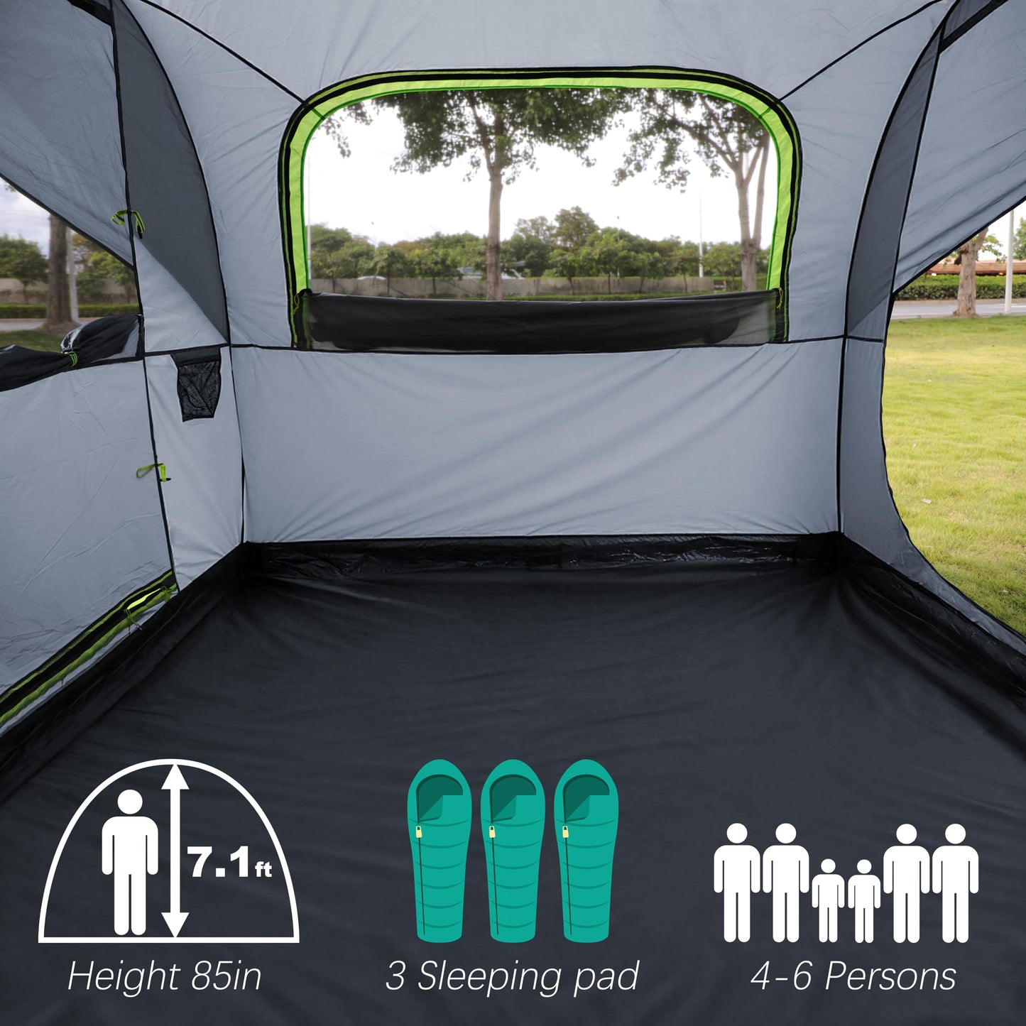 HREFUEU SUV Tailgate Tent for Camping with Rainfly, 3-6 Person Outdoor car Tent, 8'x8'x7.1'(H), Waterproof 3000MM UPF 50+, Easy Set Up, Portable Storage Bag, Any Size SUV/MPV/CUV/Jeep