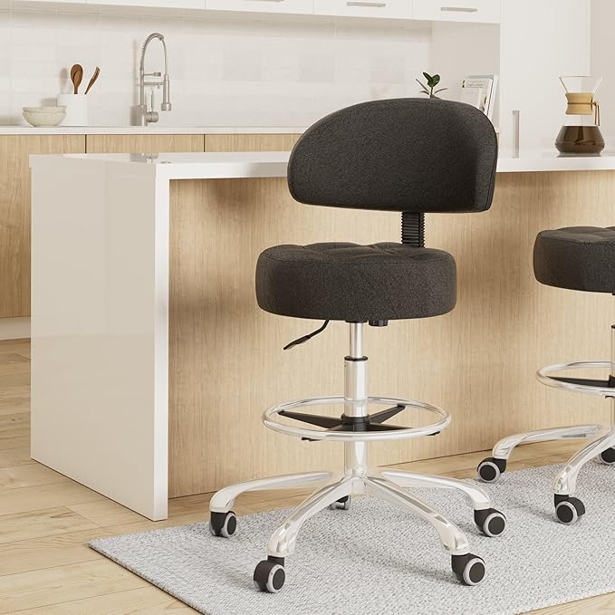 Grace&Grace Height Adjustable Swivel Stool with Extra Large Extra Thick Seat for Ultimate Comfort for Salon, Studio, Shop, Kitchen