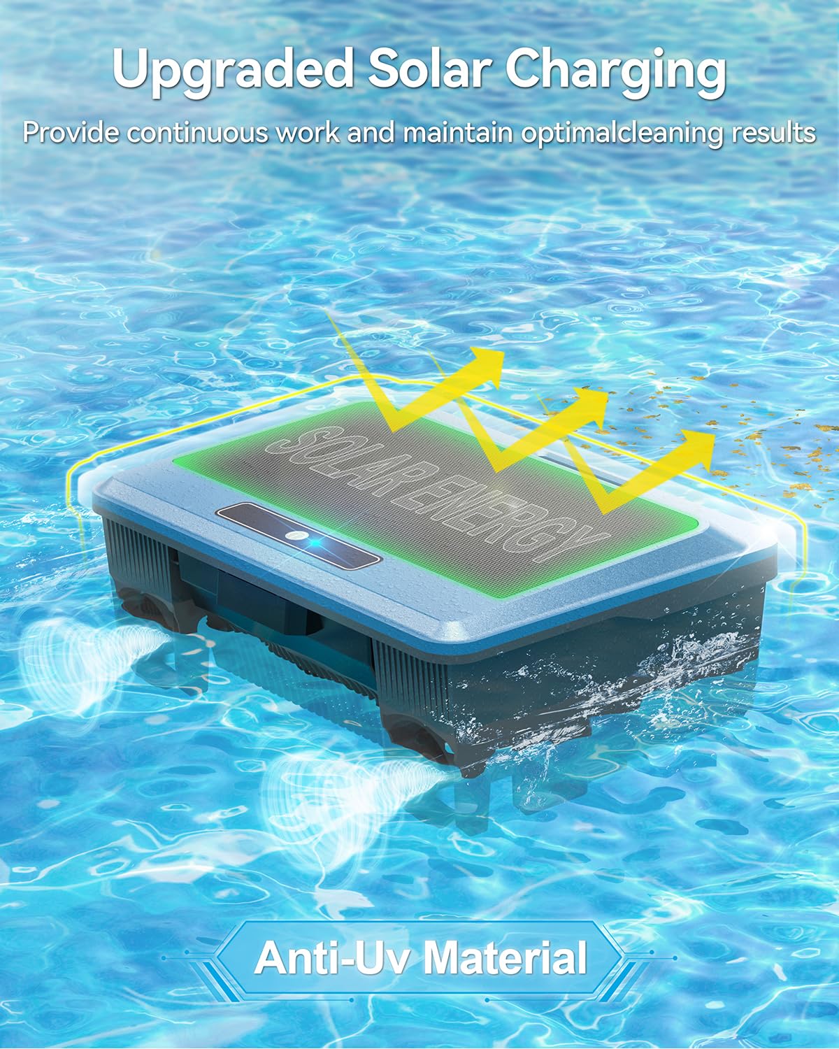 Poofata 2026 Upgraded F1T Solar Powered Robotic Pool Skimmer Surface Cleaner with APP Support Dual Charging Options Smart Obstacle Avoidance 24/7 Continuous Cleaning Ideal for Above Ground Pool Blue