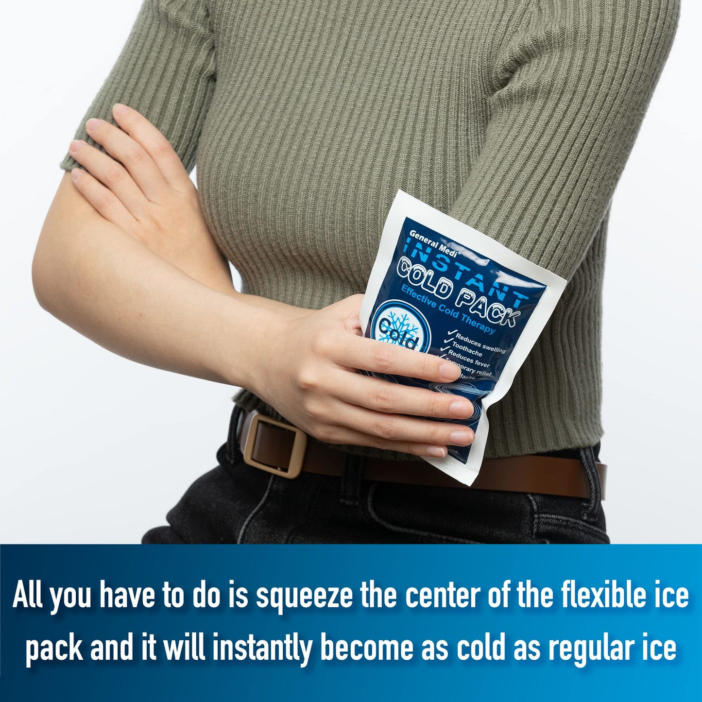 General Medi Instant Ice Cold Pack (4”x 5.5”) – 25 Packs Disposable Cold Therapy Ice Packs for Pain Relief, Swelling, Inflammation, Sprains, Toothache – for Athletes & Outdoor Activities