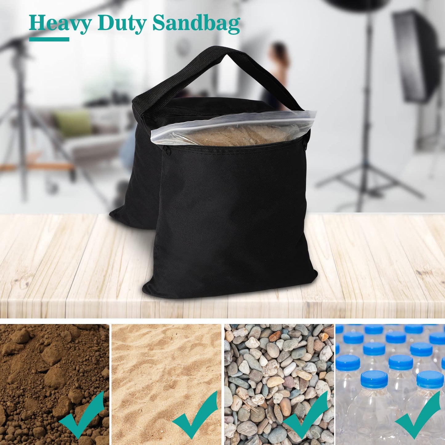 Aimosen 4 Packs Sandbags Weight Bags For Light Stand Photography Video Equipment, Heavy Duty Saddlebag For Backdrop Stand, Photo