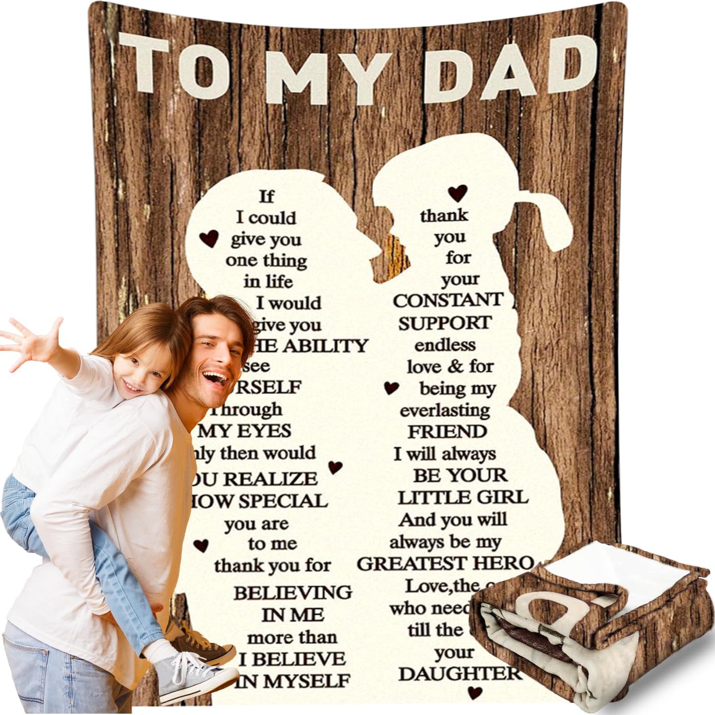 to Dad Gifts Throw Blanket - Unique Ultra-Soft Skin-Friendly Warm Blanket Gift for Fathers Day, Birthday, Christmas, Thanksgiving Present Idea from Daughter, A Meaningful Bed Sofa Throws for Daddy