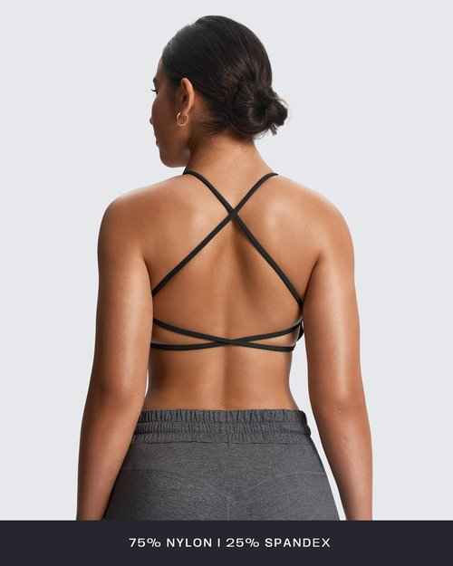 Aoxjox Women's Workout Sports Bras Fitness Ivy Low Impact Bra Yoga Crop Tank (Black 3 Pieces Pack, Large)