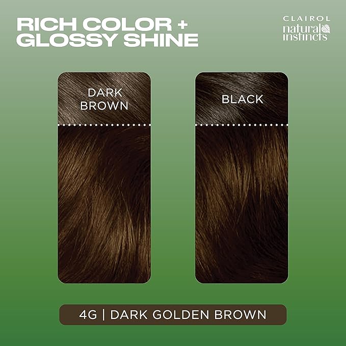 Clairol Natural Instincts Demi-Permanent Hair Dye, 4G Dark Golden Brown Hair Color, Pack of 1