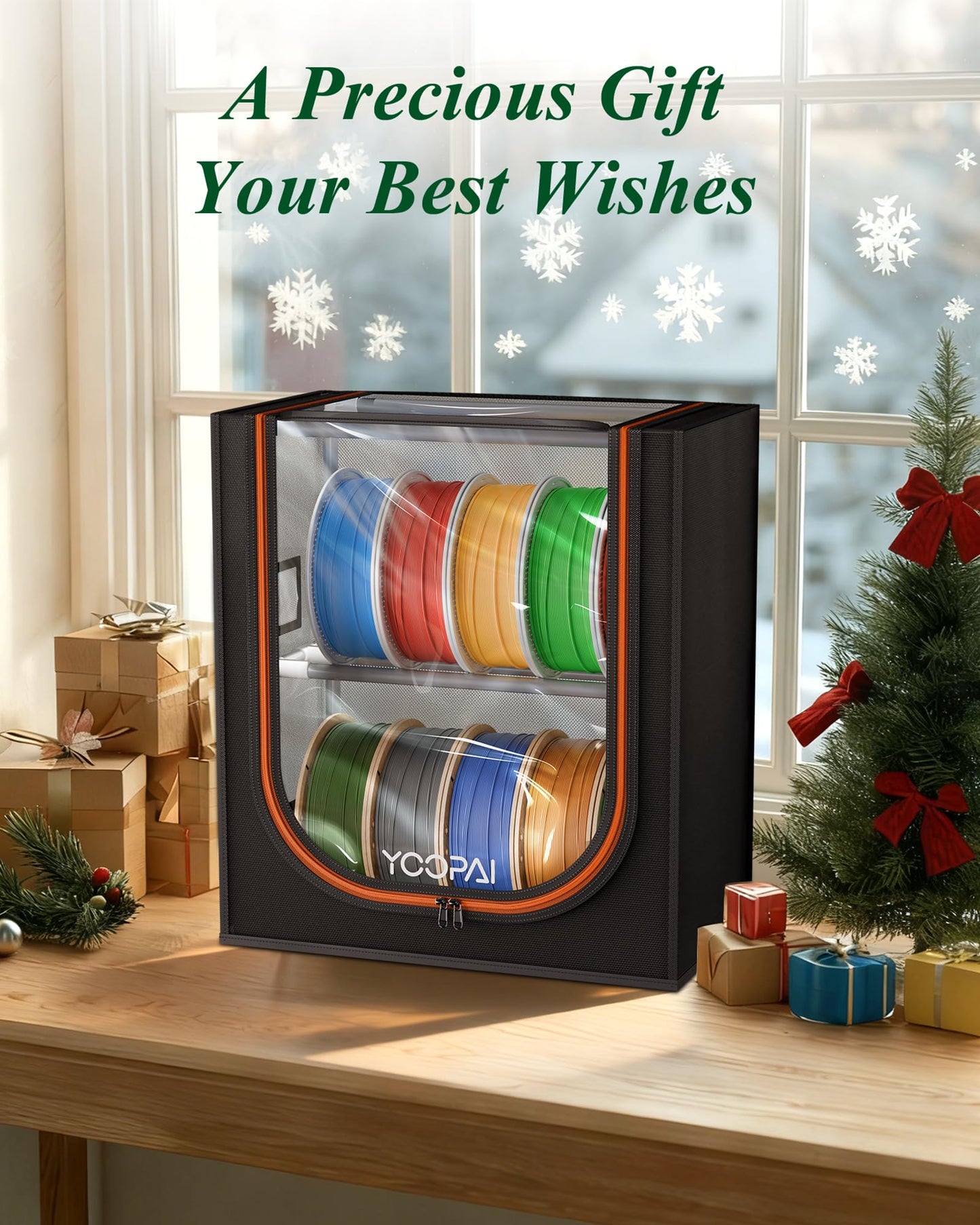 YOOPAI 3D Printer Filament Storage Box with Desiccants - 2 Tiers Metal Filament Storage Rack with Cloth Cover,Holds Up to 12 Rolls of Filaments - 3D Filament Holder for Home, Office Workshop, Studio