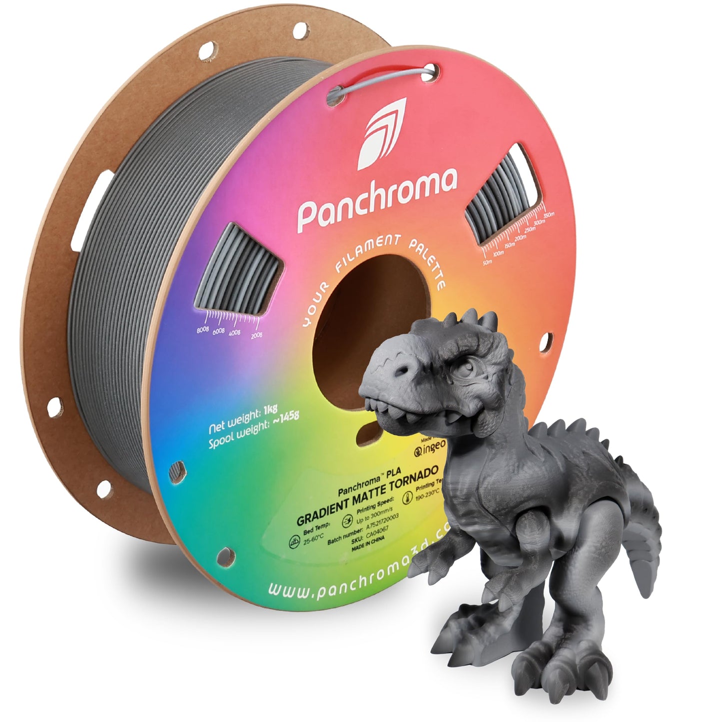 Polymaker Panchroma Gradient Matte PLA Filament, Multicolor Gradient Matte Dark and Light Grey 1.75mm 3D Printing Filament, 3D P
