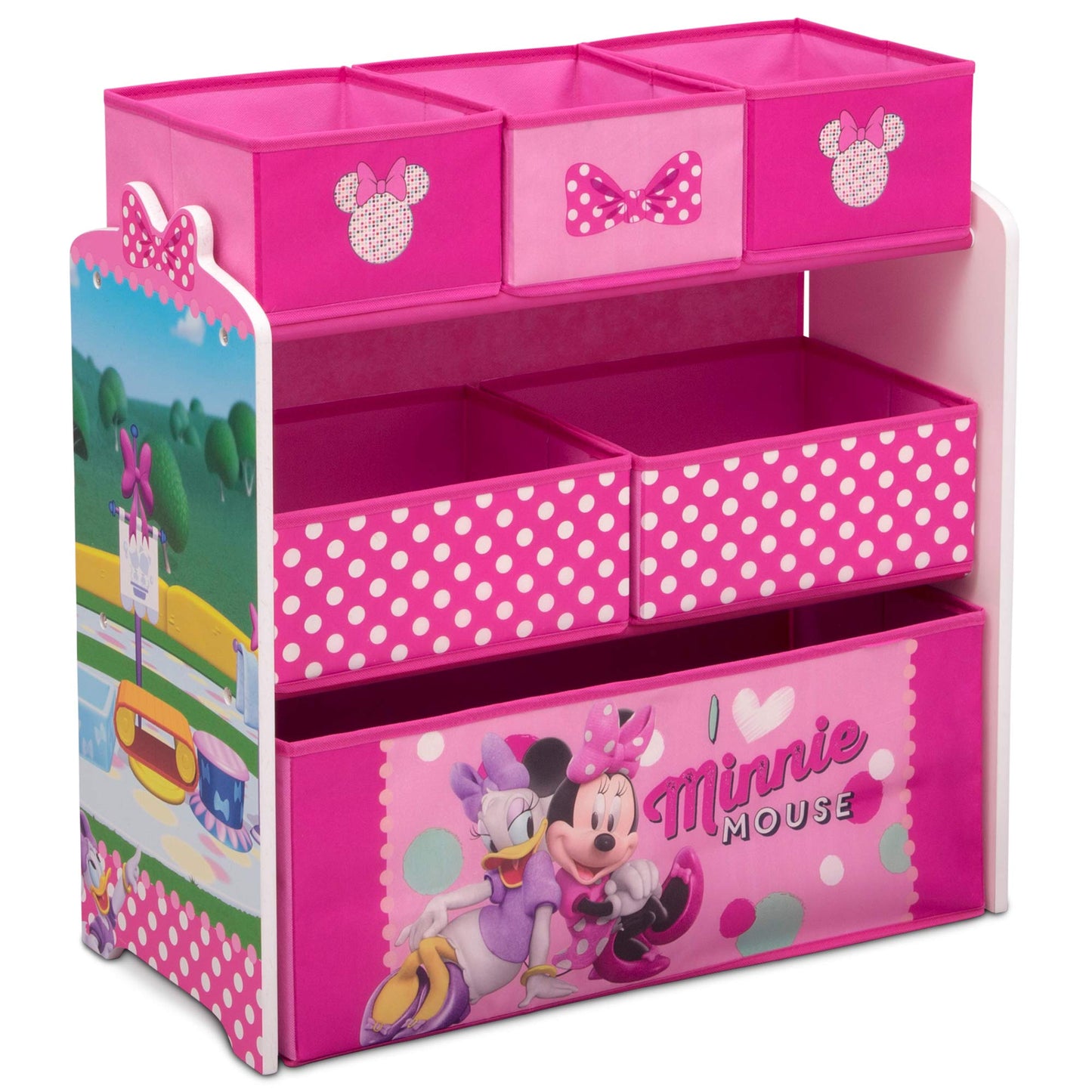Delta Children Plastic Toddler Bed, Disney Minnie Mouse & Disney Minnie Mouse 6 Bin Design and Store Toy Organizer