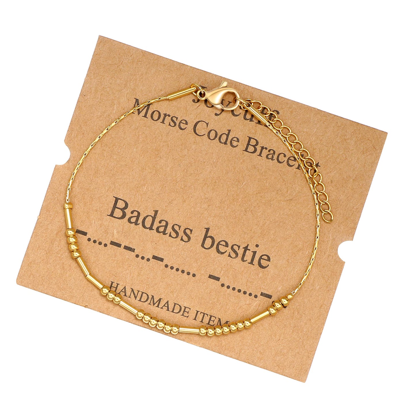 JoycuFF Badass bestie Best Friend Birthday Gifts for Women Unique Funny Gifts Morse Code Bracelets for Women Sister Birthday Christmas Graduation Friendship Jewelry Gifts Gold Bracelet