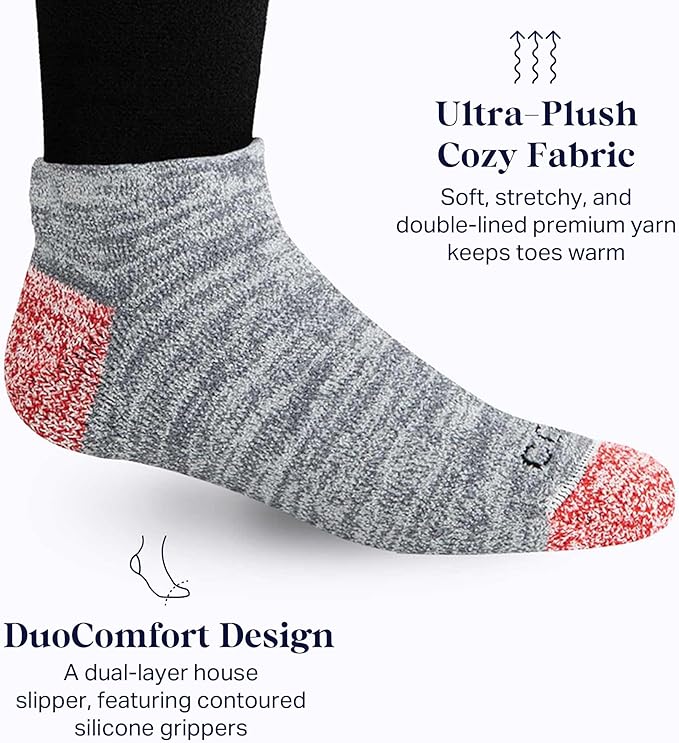 Comrad CozyGrip Slipper Socks - 10-15mmHg Graduated Compression Socks - Dual-Layer Knee High Socks with Anti-Slip Grips