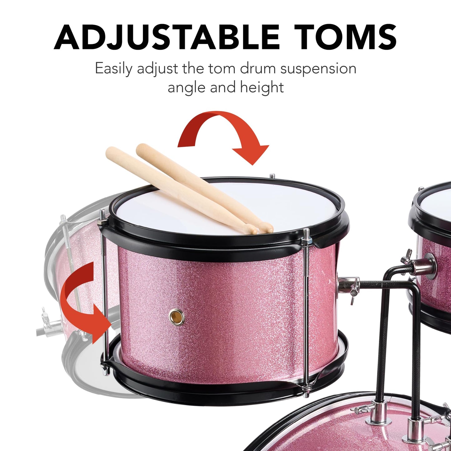 Best Choice Products 3-Piece Beginner Drum Set For Kids Juniors, W/Throne Stool, Cymbal, Drum Sticks, Bass Drum Pedal, 2 Toms -