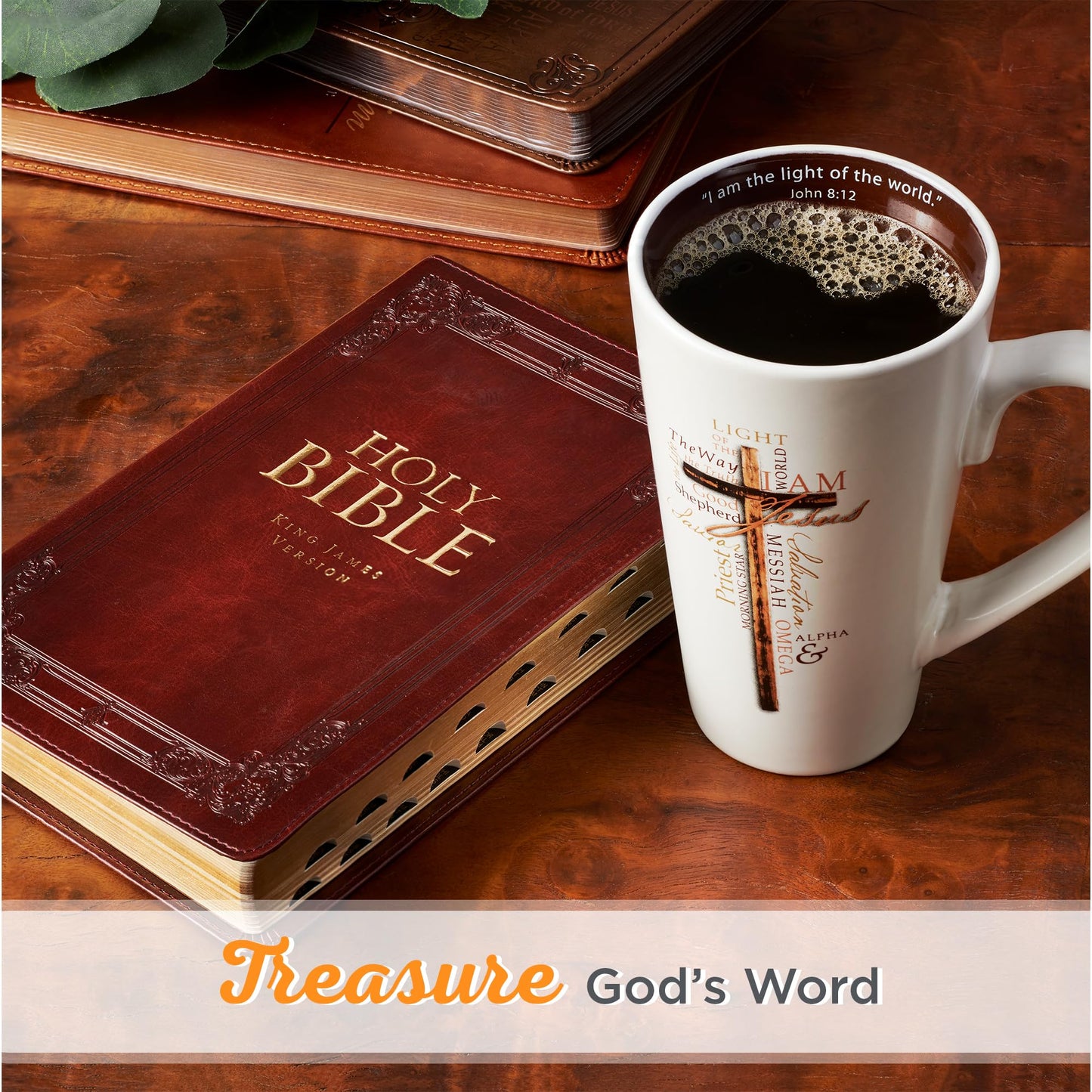 Christian Art Gifts White Stoneware Coffee Mug with Handle – 16 oz. Microwave & Dishwasher-safe Inspirational Scripture Coffee & Tea Mug for Men & Women with Bible Verse: Light of The World –John 8:12
