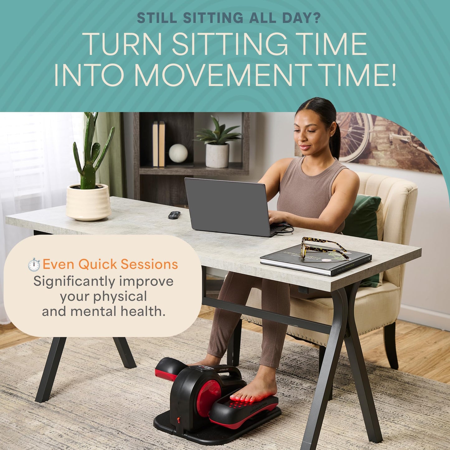 Lifepro AutoGlide Under Desk Elliptical Exercise Machine – Quiet Elliptical Machine for Home or Office – Portable Leg Exerciser While Sitting – Seated Pedal Exerciser for Seniors & Adults