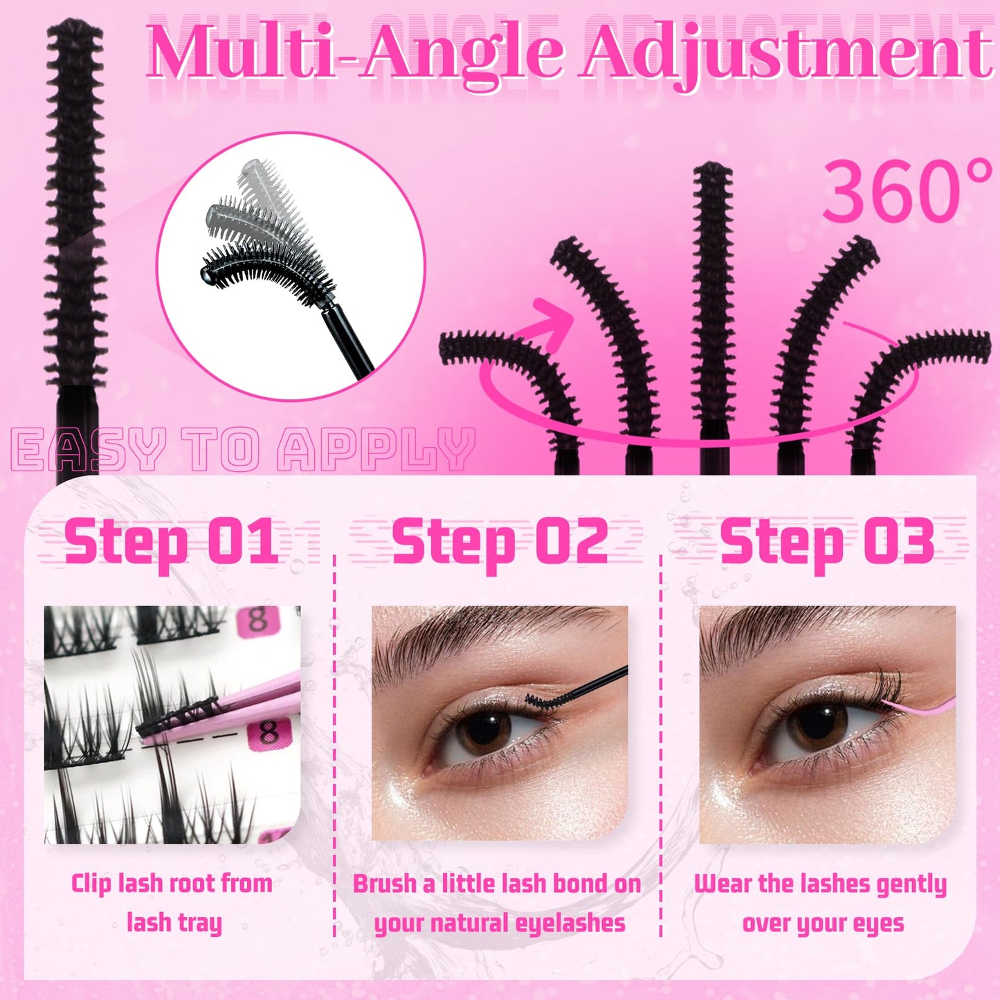 Veleasha Lash Glue Waterproof Long Lasting Eyelashes Glue for Cluster Lashes Super Hold Fast Drying Eyelash Bond for DIY Eyelash