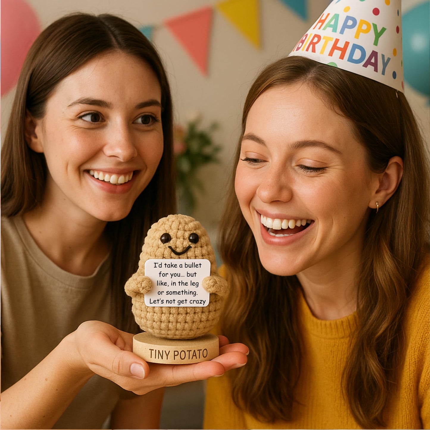 Funny Friendship Gift - Tiny Potato with 30 Sassy Messages for Women Friends Bestie BFF Bestfriend Coworkers - Best Friend Birthday Gifts for Women Men Her Him Sister Classmate - Positive Crochet