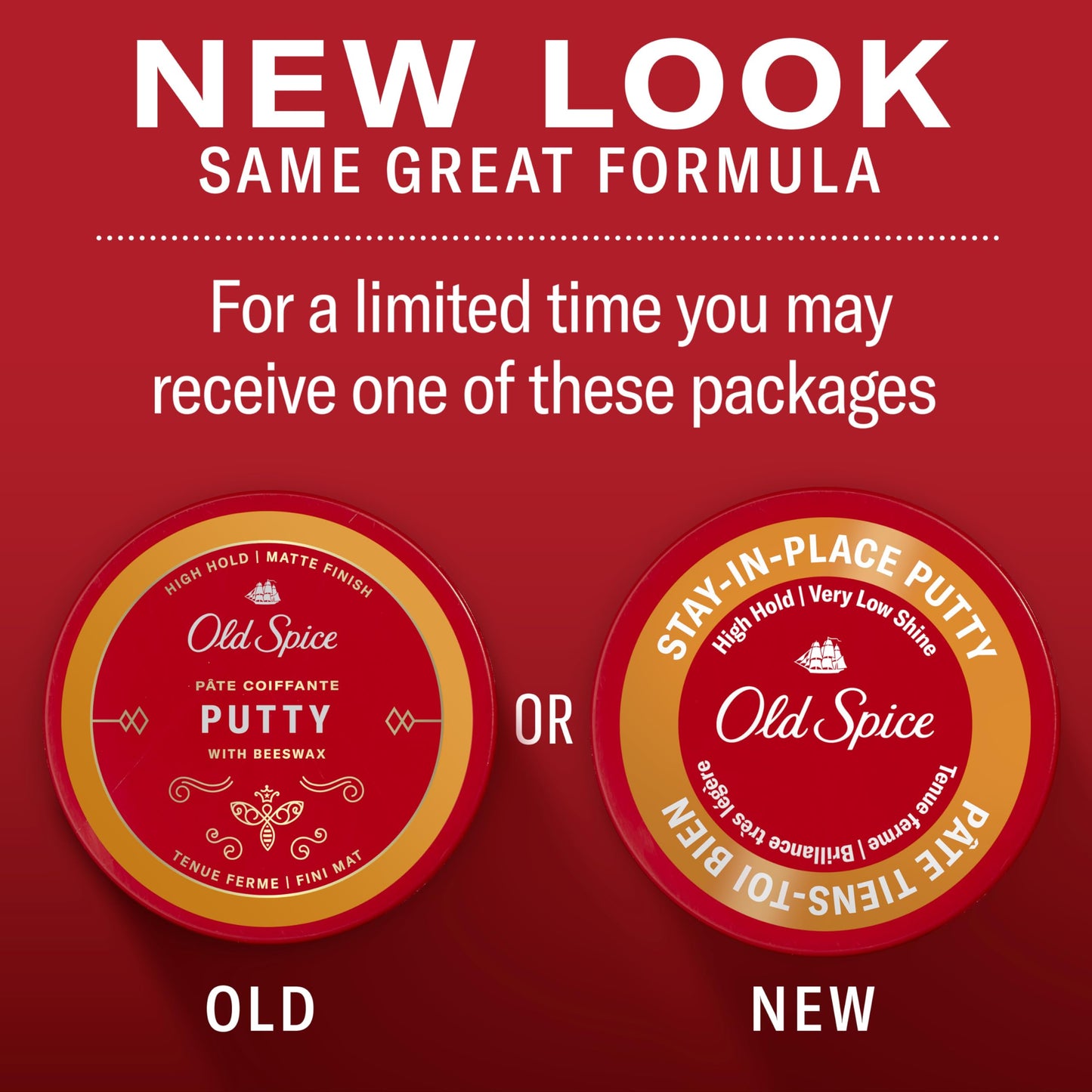 Old Spice Stay-In-Place Hair Styling Putty for Men, High Hold with Very Low Shine, 2.22 oz