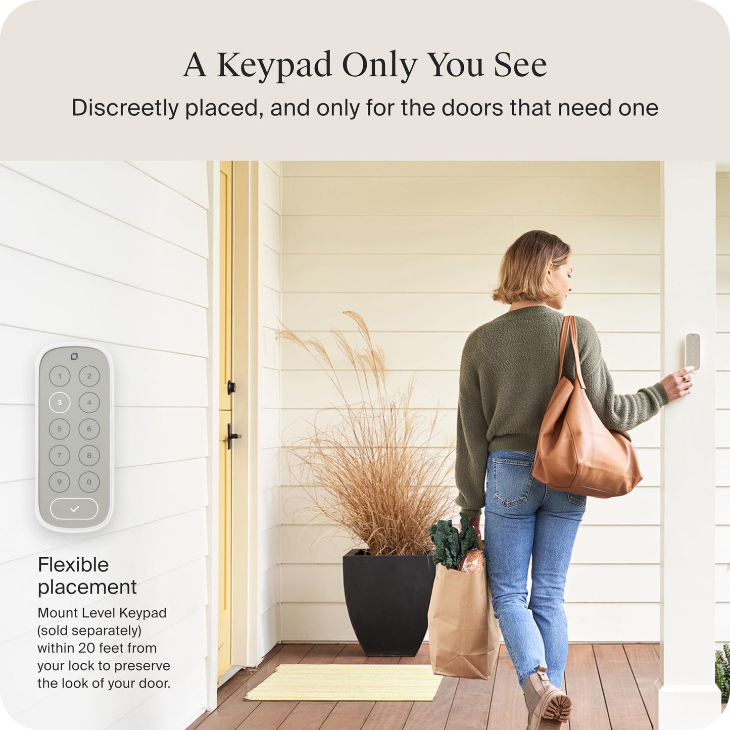 Level Lock Smart Lock - World's Smallest, Most Beautifully Designed Matter-Over-Thread Deadbolt - Level App for iOS & Android | Works with Apple Home (Satin Nickel)