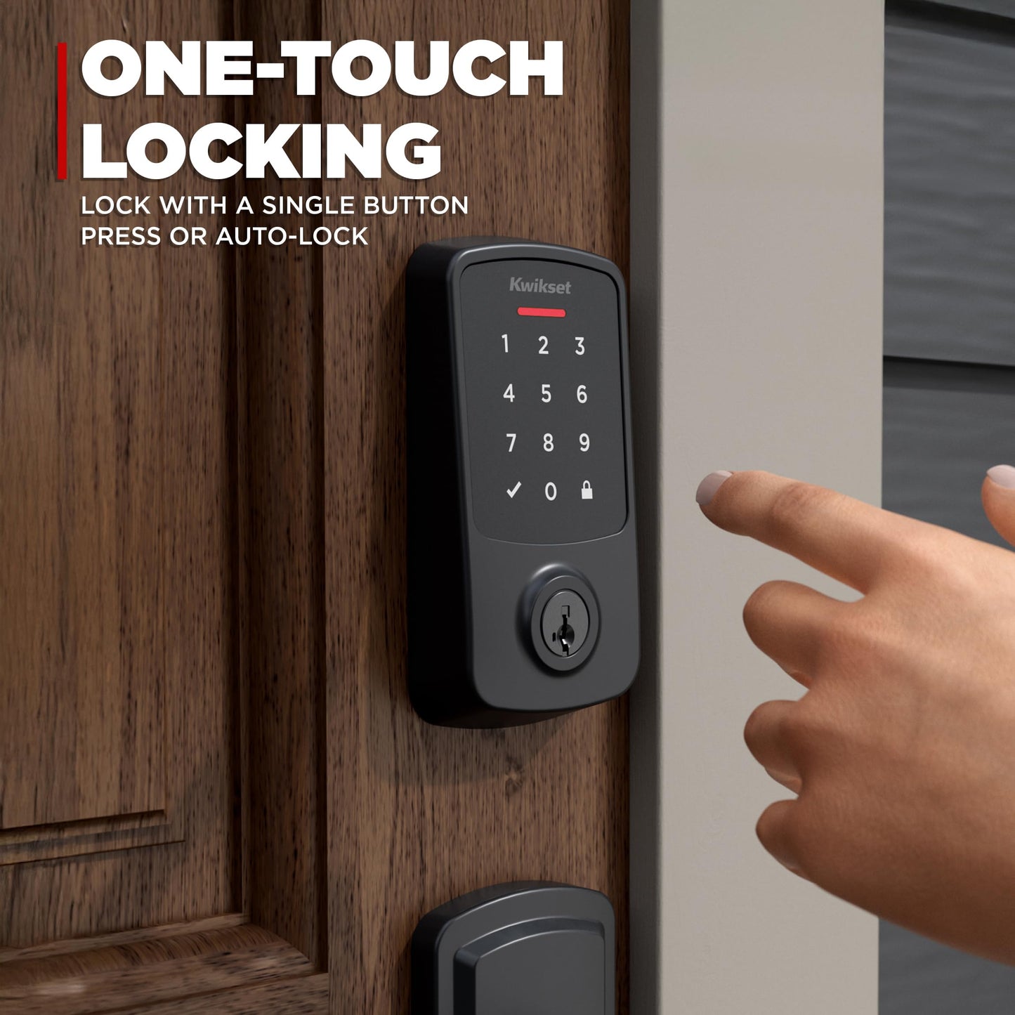 Kwikset Aura Reach Smart Lock Matter Over Thread and Bluetooth Enabled Keyless Entry Door Lock Deadbolt, BHMA Certified, Proximity Wakeup, Geofence Auto-Unlock Matte Black