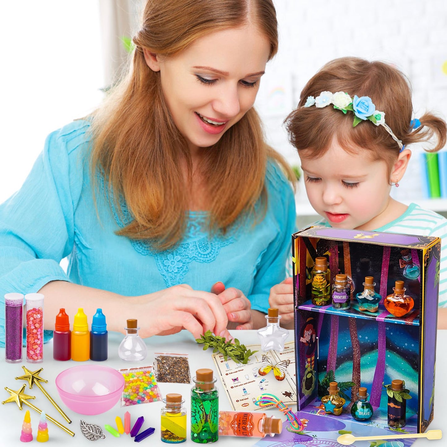 JEEKALO Fariy Magic Glow Potion Set Kits for Kids, Magic Kids Mix Potion DIY Making kit 22 Bottles, Creative Toy Art Craft Set Christmas Birthday Present for Girls Boys Age 6 7 8 9 10 11 12