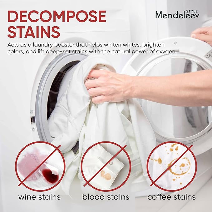 4.6 LB Sodium Percarbonate Laundry Booster – 99.9% Pure | Oxygen Cleaner for Laundry, Floors, Kitchen | Mendeleev Style
