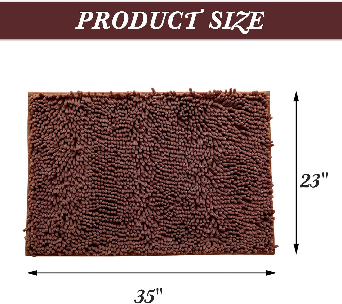Non-Slip Bath Rug,Extra Soft Microfiber Bedroom Shag Carpet with Anti-Slip Backing,Water/Dust Absorbent Fast Dry Shower Mat,Sound Insulated Stairs Pad,Machine Washable (Coffee,23 x 35 Inches)