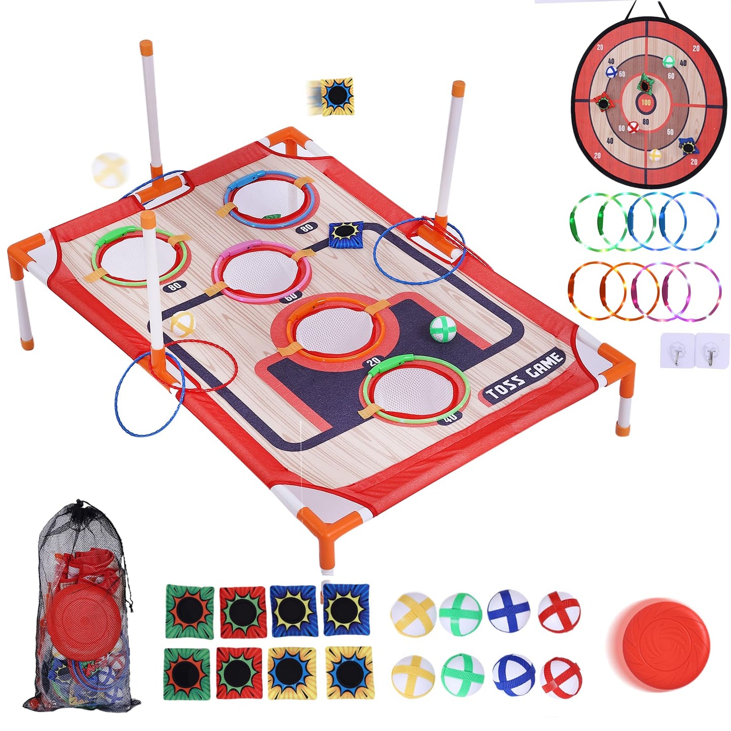 Bean Bag Toss & Ball Toss & Ring Toss Backyard Games,5-in-1 Carnival Games Set, Family Games for Kids and Adults