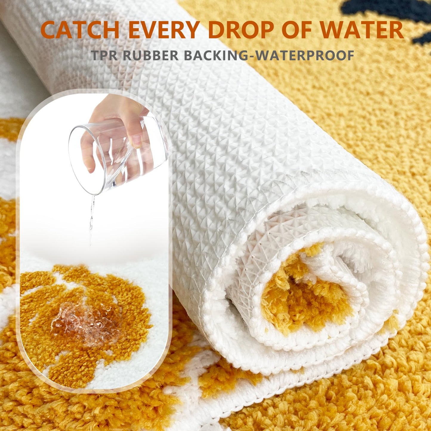 APROPHIC Fall Pumpkin Bath Mats for Bathroom, Thanksgving Super Absorbent Non-Slip Microfiber Shaggy Bath Rugs, Autumn Bathroom Mat for Shower, Tub, Sink, Decor, Machine Washable, 20x30in, Orange