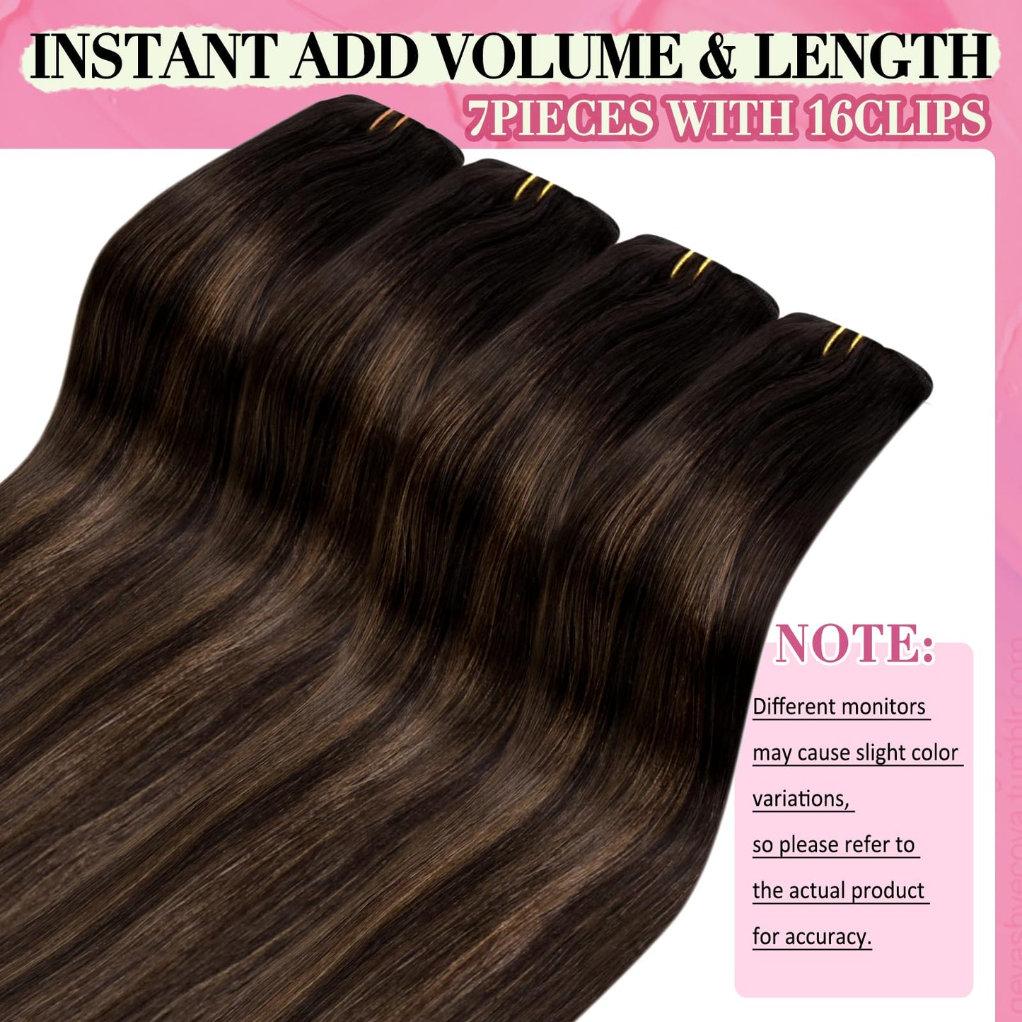 YoungSee 150G Clip in Human Hair Extension Balayage Hair Extensions Clip ins Dark Brown Mix Medium Brown Highlights Brown Balaya
