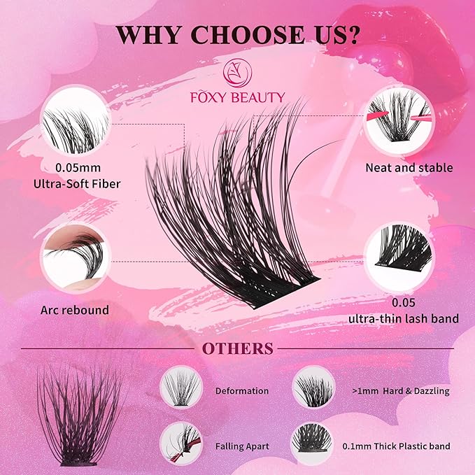Bombshell PLUS 570Pcs Fluffy Lash Clusters - 10-18mm Thick D Curl Eyelash Clusters (200D Volume) - DIY Eyelash Extensions at Home - Perfect for Women's Natural & Glam Looks with dark skin