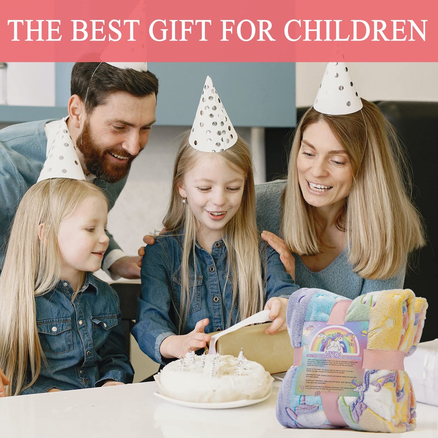 LIFEYJ Glow in The Dark Blanket Unicorns Gifts for Girls, Soft Blanket 3 4 5 6 7 8 9 10 Year Old Girl Gifts, Toddler Girls Toys Age 6-8, Gifts for Girl for Birthday Gifts Presents, 50"x60"