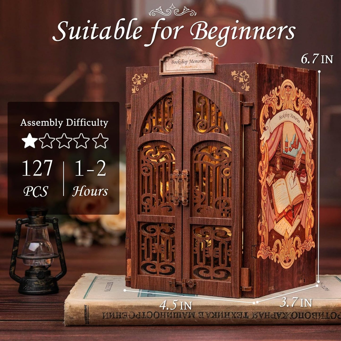 CUTEBEE Book Nook Kit - DIY Miniature House Kit for Adults and Teens, Dollhouse Booknook Tiny House Model Build Bookshelf Decor, Gifts for Family, Friends