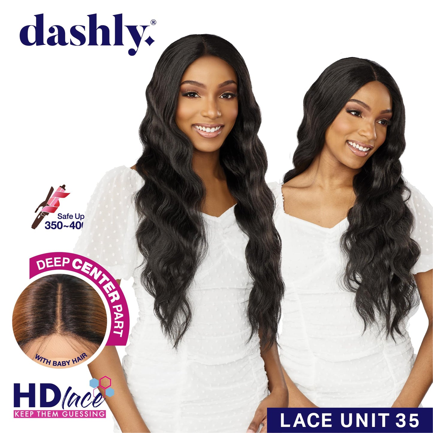 Sensationnel Dashly Lace Front Wig - Unit 35 Hand Tied Laceparting Ear to Ear Synthetic (1 JETBLACK)