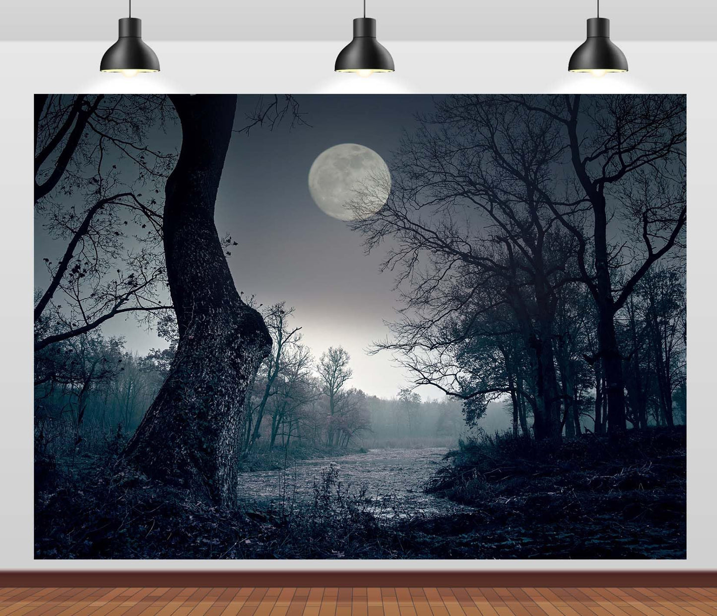 CORFOTO 7x5ft Dark Forest Backdrop Horrible Spooky Forest Night Photography Backdrop Halloween Full Moon Night Backdrop Halloween Eve Party Decor Backdrop Kids Photo Booth