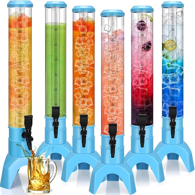 Domensi 6 Pcs Drink Tower Dispenser Mimosa Tower with Ice Tube and Bottomless Mimosa Lunch Beer Beverage Drink Tabletop Li...